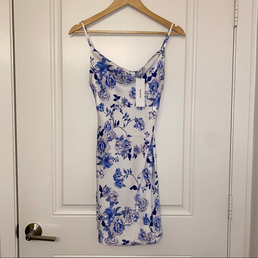 NWT Floral Cowl Neck Slip Dress | Blue & White | XS - Picture 3 of 5